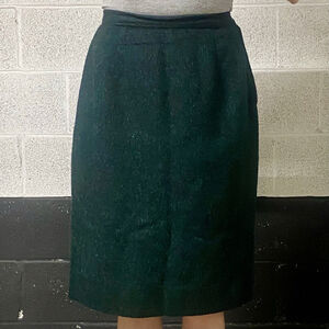 Vintage 1960s Green/Black Mohair Pencil Skirt Size S